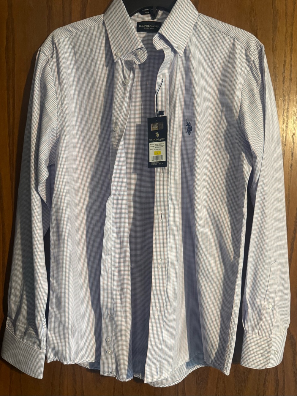 U.S. Polo Assn. Men’s Light Blue & White Micro-Check Button-Down Shirt